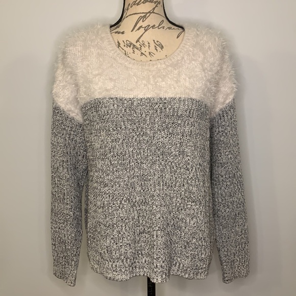 Vince Camuto eyelash and shaker knit colorblock pullover sweater M - Picture 2 of 7